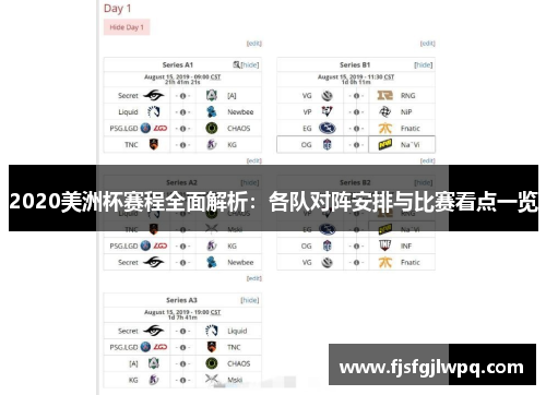2020美洲杯赛程全面解析：各队对阵安排与比赛看点一览